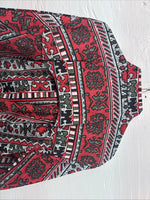 New Men’s GunSmoke Red Designed Long Sleeve Button Up Medium V-94