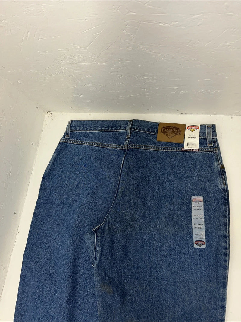 New Men Women’s Diamond Cut Relaxed Fit Denim Jeans. 17/18x36 J-11