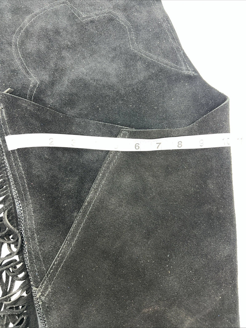 NOS Black Show Chaps With Fringe Adjustable Waist 41” N-21