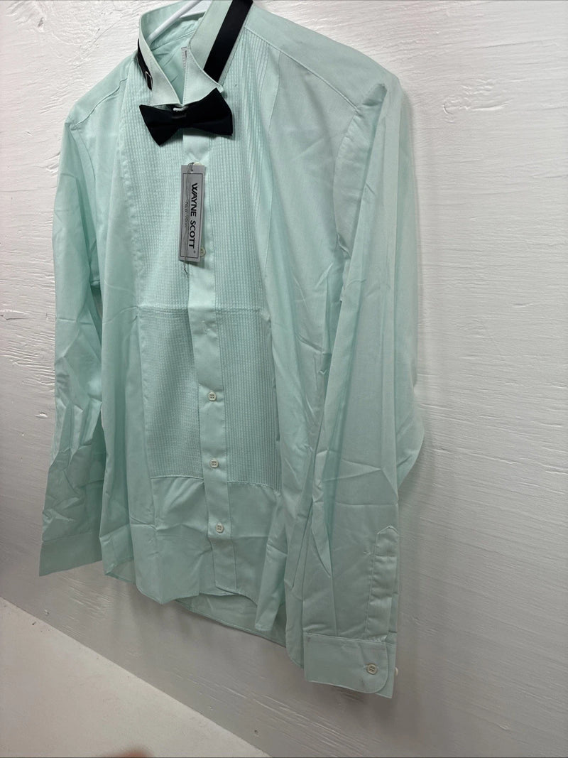 New Wayne Scott Blue Long Sleeve Button Up English Shirt Small X-85
