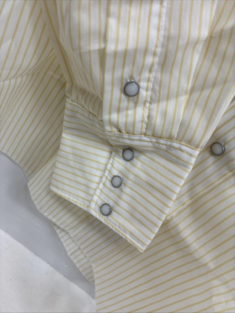 New Men’s Panhandle Slim Yellow Strip Long Sleeve Pearl Snap 16 Large AA-33
