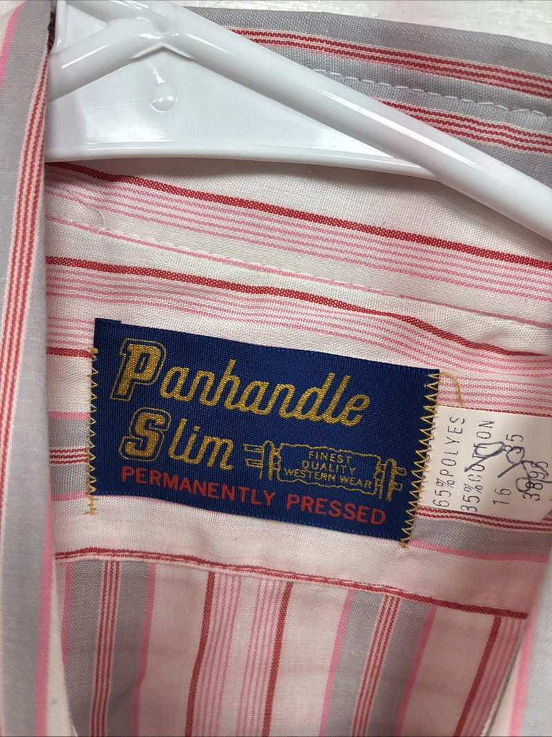 New Women’s Panhandle Slim Pink Stipe Long Sleeve Pearl Snap 16 XL X-48