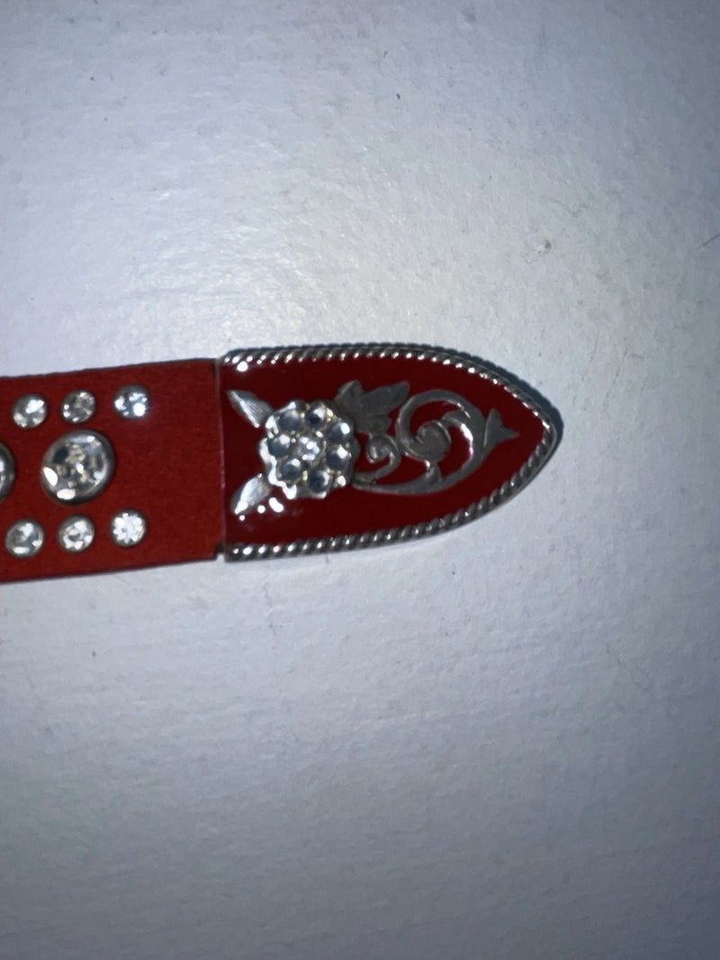 New Red Genuine Leather Nocona Silver Bling S Belt #N1330998 Z-82