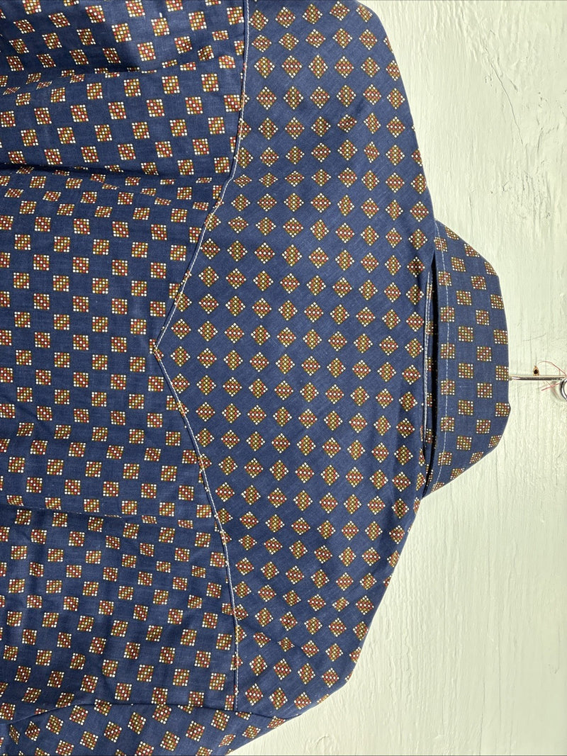 New Men’s Stockman Navy Blue Designed Long Sleeve Pearl Snap 15 Medium H-71