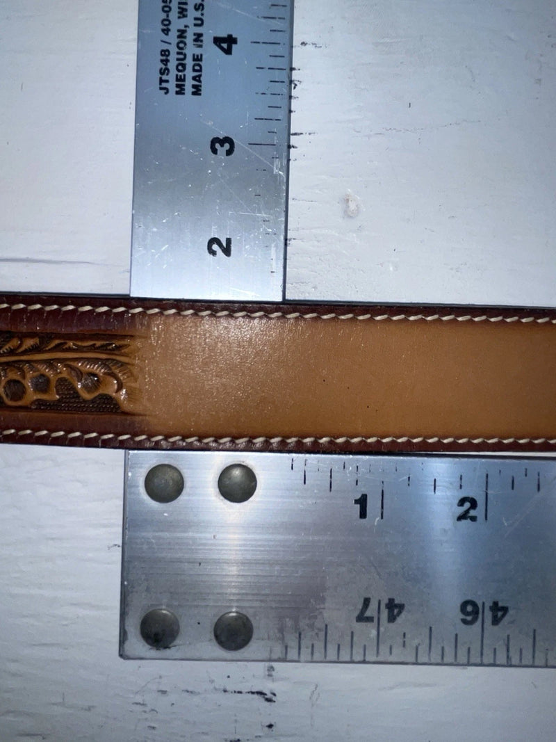 New Brown Genuine Leather Perkies Tooled 20” Belt #601 NN-68