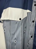 New Men’s Cowboy threads Blue And White Short Sleeve Button Up Small A-194
