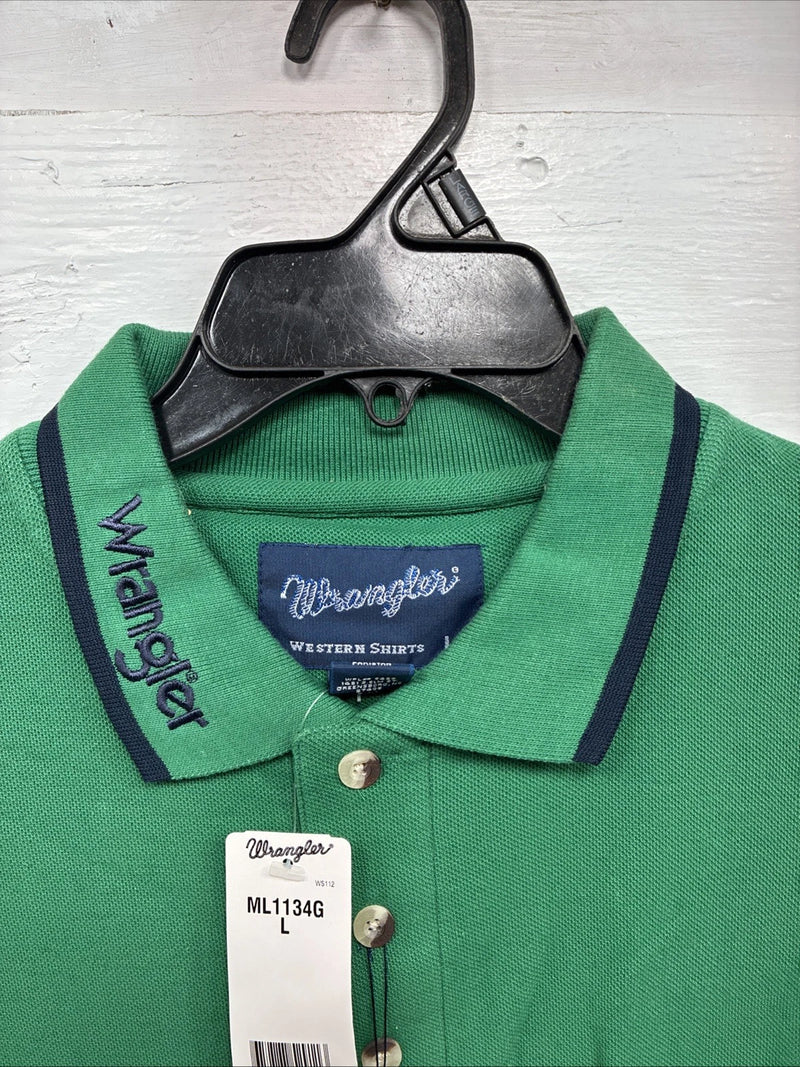 New Men’s Wrangler Green Short Sleeve Polo Shirt Large CC-65