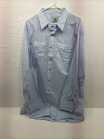 New Men’s Mesquite Light Blue Long Sleeve Pearl Snap 18 X 37 2XL E-54