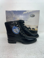 New Youth Black Lace Up Old West Cowboy Boots. 5110 G 5. 22-81
