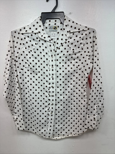 New Women’s Dickson Jenkins Polkadot Long Sleeve Pearl Snap Size 32 MM-3
