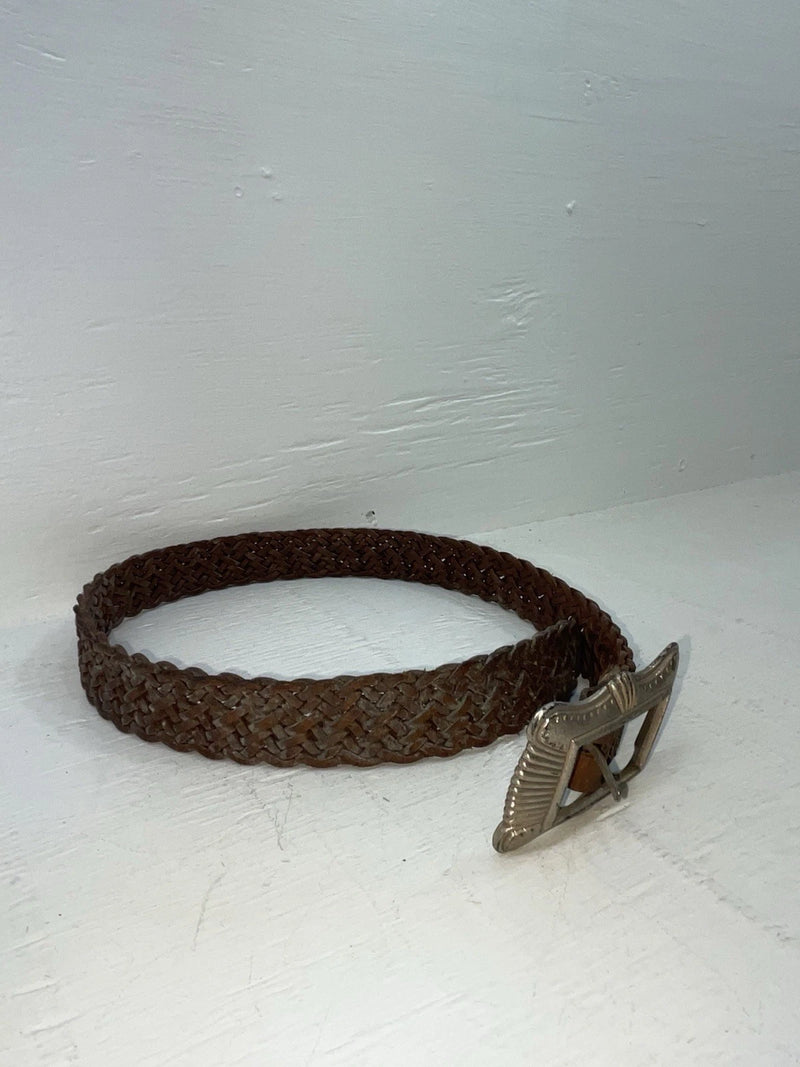 New Brown Genuine Leather Braided 26” Belt JJ-111