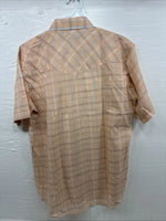 New Men’s ELY Cattleman Orange Plaid Long Sleeve Pearl Snap Large AA-113