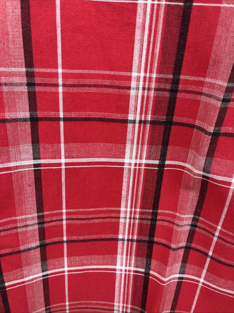 New Men’s ELY 1878 Red Plaid Short Sleeve Pearl Snap XL M-48