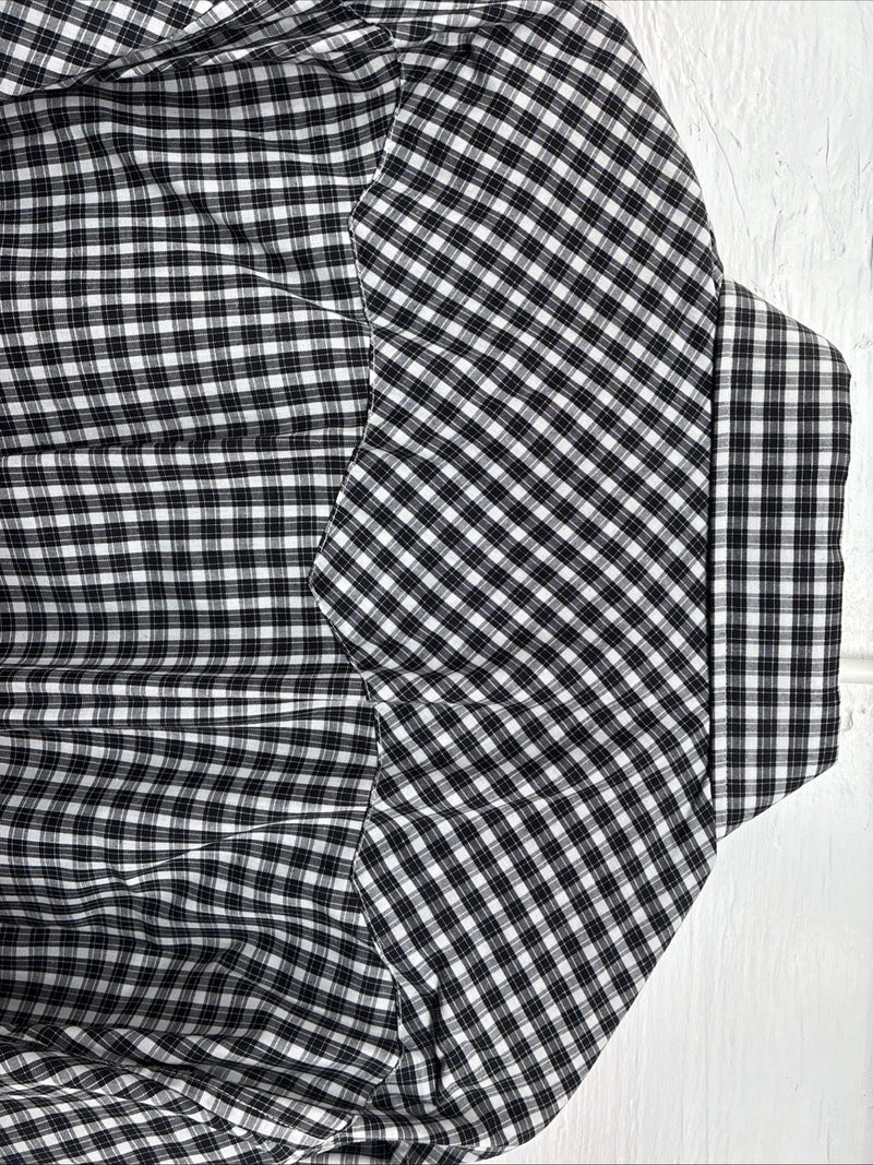 New Men’s White Horse  Black White Plaid Long Sleeve Pearl Snap XL H-80