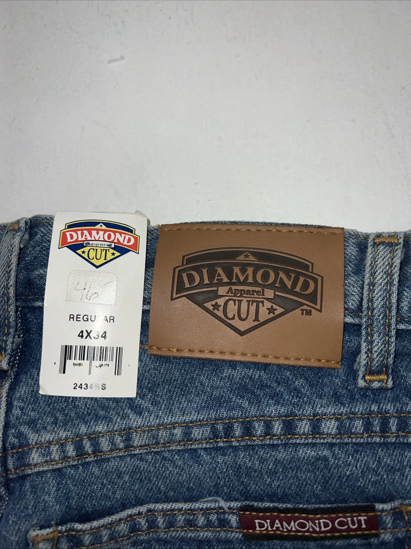 New Womens Diamond Cut Regular Fit Denim Jeans. 4x34 P-1