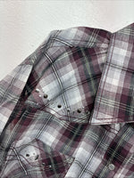 New Women’s Cumberland Purple Plaid Long Sleeve Pearl Snap Size 3X KK-85