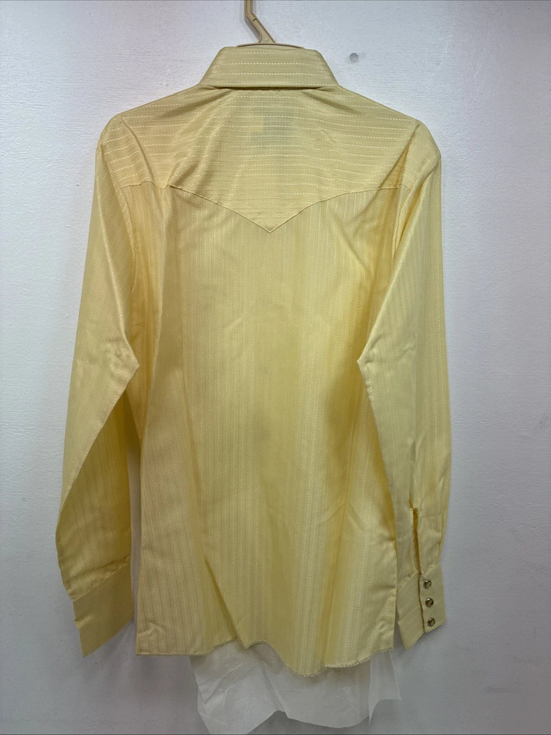 New Girls H Bar C Yellow Stripe Long Sleeve Pearl Snap Size 30 DD-125