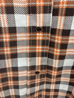 New Men’s Panhandle Slim Orange Brown Plaid Long Sleeve Pearl Snap Small J-65