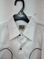 New Kids ELY Cattleman Western White Long Sleeve Pearl Snap Large DD-60