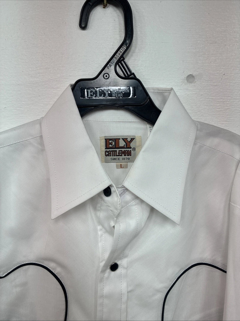 New Kids ELY Cattleman Western White Long Sleeve Pearl Snap Large DD-60