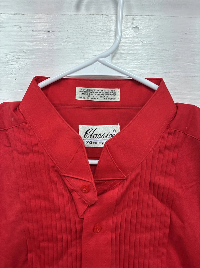 New Classix Red Long Sleeve Button Up English Short 18-18.5 2XL X-81
