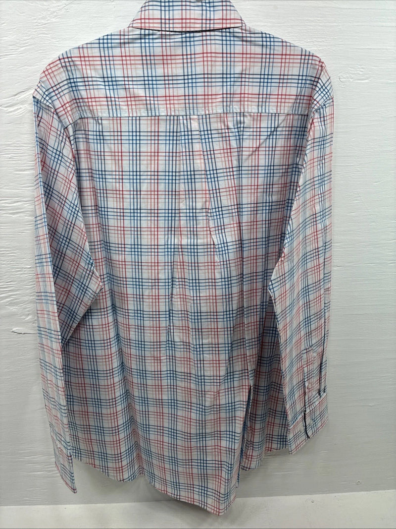 New Men’s ELY Cattleman White Multicolor Plaid Long Sleeve Button Up Large Q-21