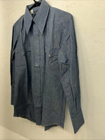 New Men’s Denim Champion Westerns Long Sleeve Pearl Snap Shirt. 15.5x33 M S-10