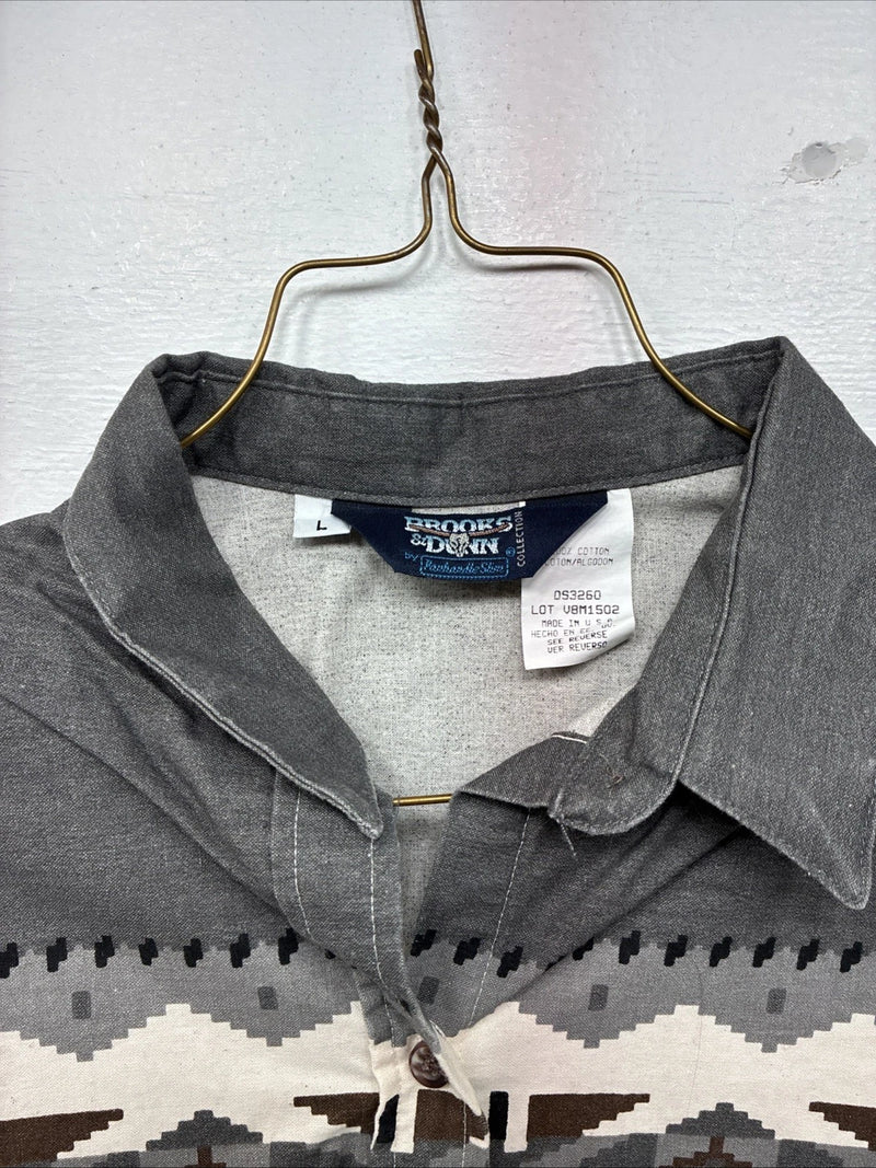 New Women’s Brooks & Dunn Gray Design Long Sleeve Button Up Large MM-125