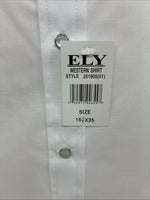 New Men’s ELY Cattleman White Long Sleeve Pearl Snap 16.5 X 34 Large X-38