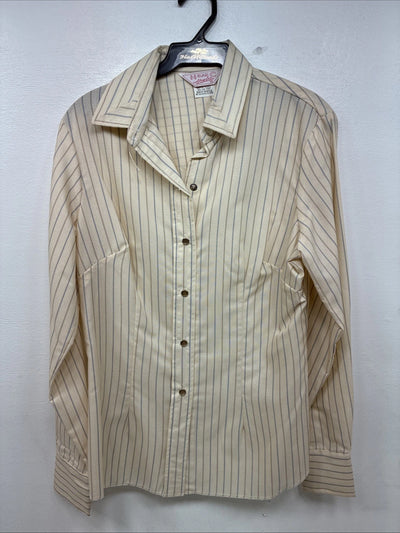 New Women’s H Bar C Yellow Stripe Long Sleeve Pearl Snap Size 36 TT-122