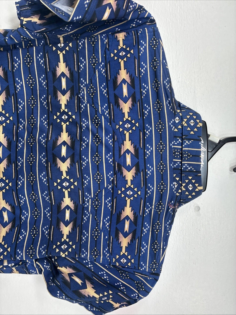 New Women’s Cumberland Blue Western Short Sleeve Pearl Snap Small DD-66