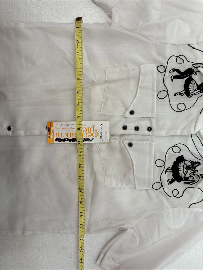 New Women’s Rockmount White Designed Short Sleeve Pearl Snap Size 32 LL-75