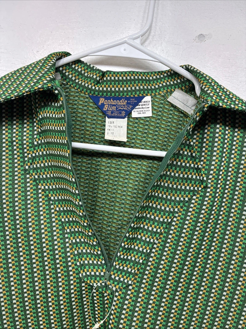 New Women’s Panhandle Slim Green Design Long Sleeve Half Zip Size 12 TT-61
