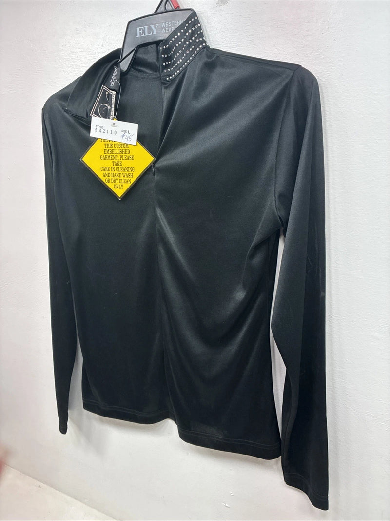 New Women’s Valencia Black Gem Long Sleeve Half Zip Show Shirt Large TT-57