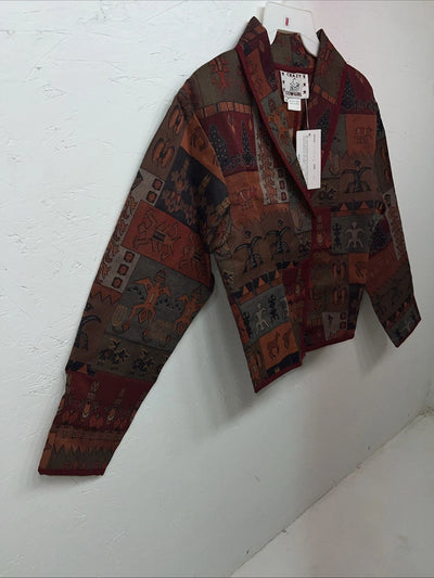 New Women’s Multicolor Crazy Cowgirl Short Jacket Medium #ccJ53 WW-16