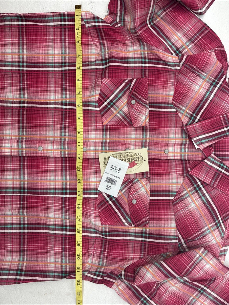 New Women’s Cumberland Pink Plaid Long Sleeve Pearl Snap XL GG-73