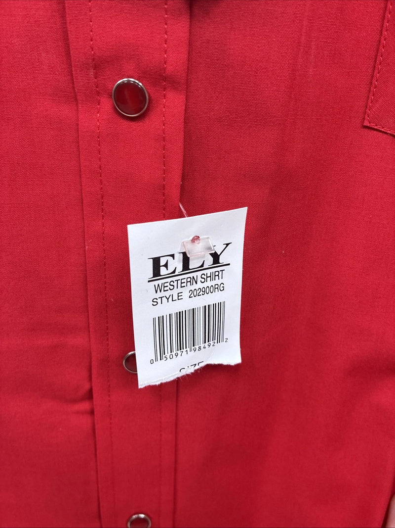 New Men’s ELY Cattleman Red Simple Long Sleeve Pearl Snap 18.5 X 35 2XL K-94