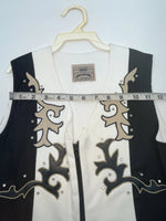 New Women’s Black White 1849 Authentic Ranchwear Cut Off Zip Up Vest M 3B-68