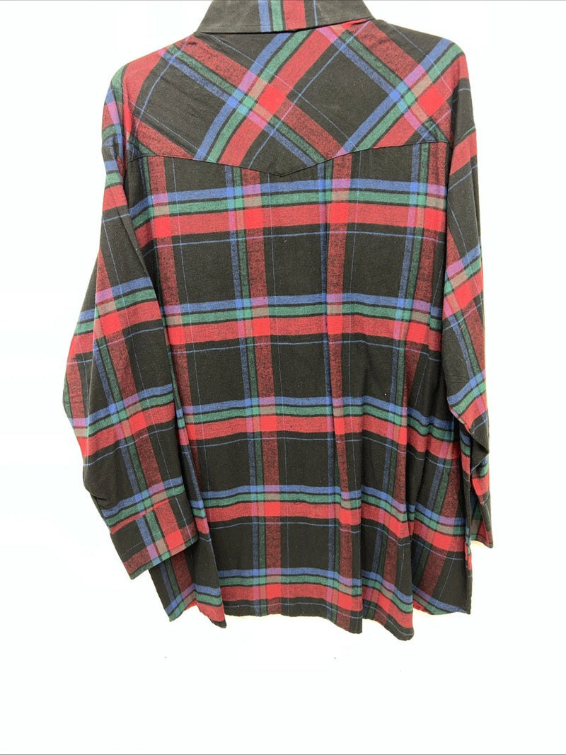 New Men’s Multicolor Plaid ELY cattleman Pearl Snap Long Sleeve Shirt. 2XL G-80