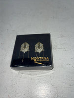 New Women’s Montana Silversmiths Aztec Black Silver Gold Dangle Earrings. F-24