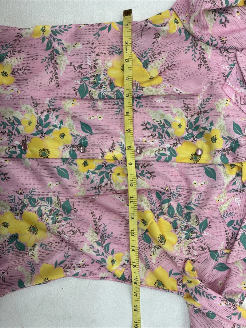 New Women’s Panhandle Slim Pink floral Long Sleeve Pearl Snap 10/32 KK-11