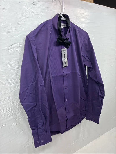 New Wayne Scott Dark Purple Long Sleeve Button Up English Shirt Small X-96