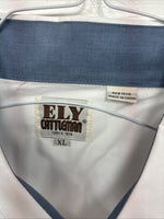 New Men’s ELY Cattleman White Blue Embroidered Long Sleeve Pearl Snap XL H-88