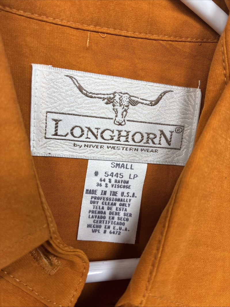 New Women’s Longhorn Orange Long Sleeve Button Up Size Small YY-49