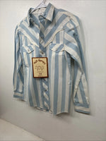 New Kids Kid Kountry Blue Stripe Long Sleeve Pearl Snap Size 12 TT-22