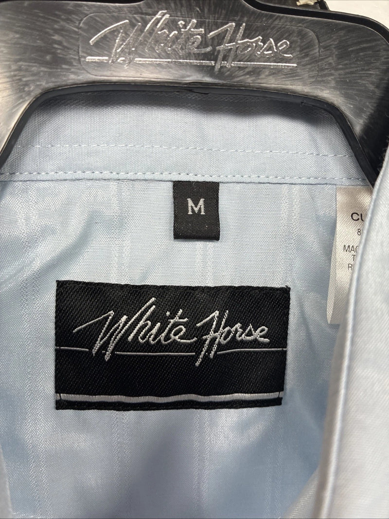New Boys White Horse Blue Long Sleeve Pearl Snap Medium DD-120
