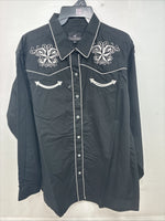 New Women’s Western Express Black Design Long Sleeve Pearl Snap 2XL GG-15