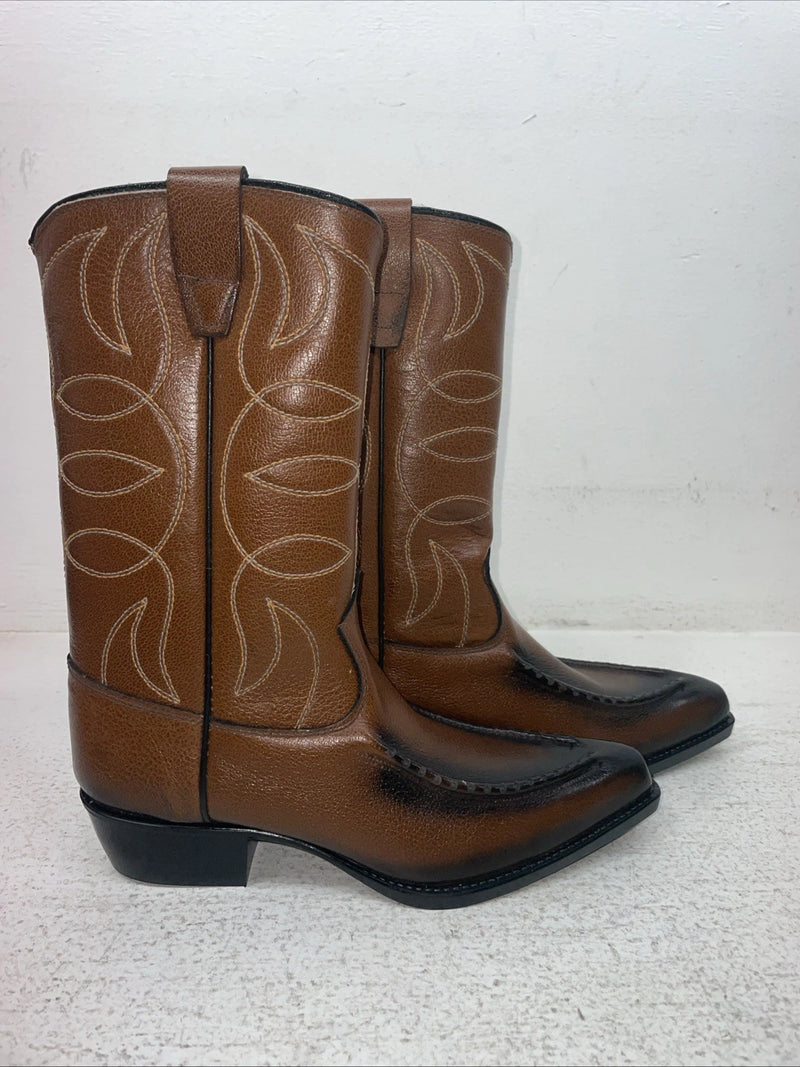 New Youth Brown Texas Brand Cowboy Boots. 2944 3.5 3 1/2 D. 22-62