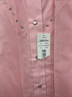 New Women’s White Horse Pink Gem Long Sleeve Pearl Snap Medium LL-60