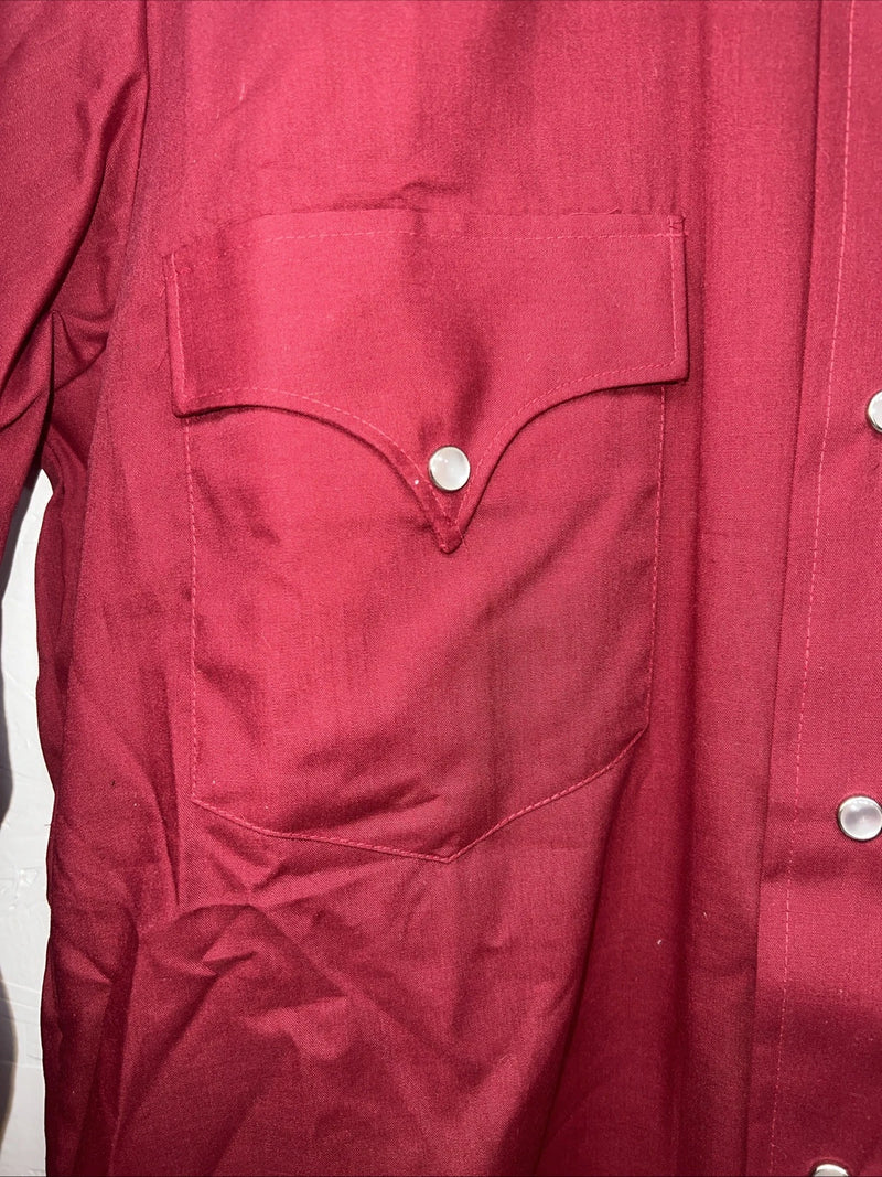 New Men’s Red Karman Western Wear Pearl Snap Shirt. 14.5 X 34 Small A-175